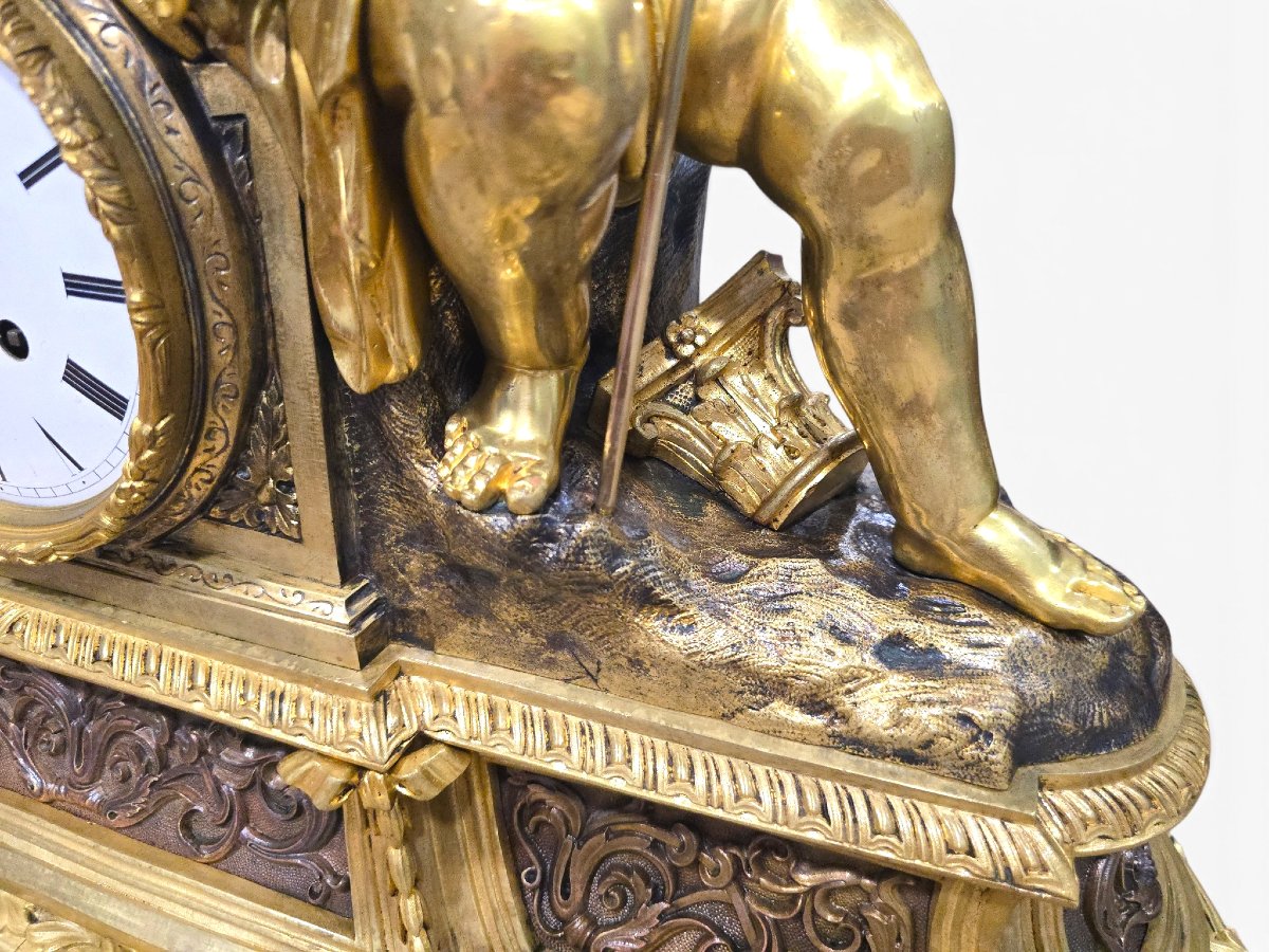 19th-century Gilded Bronze Clock, Signed Henry Marc, Paris-photo-4