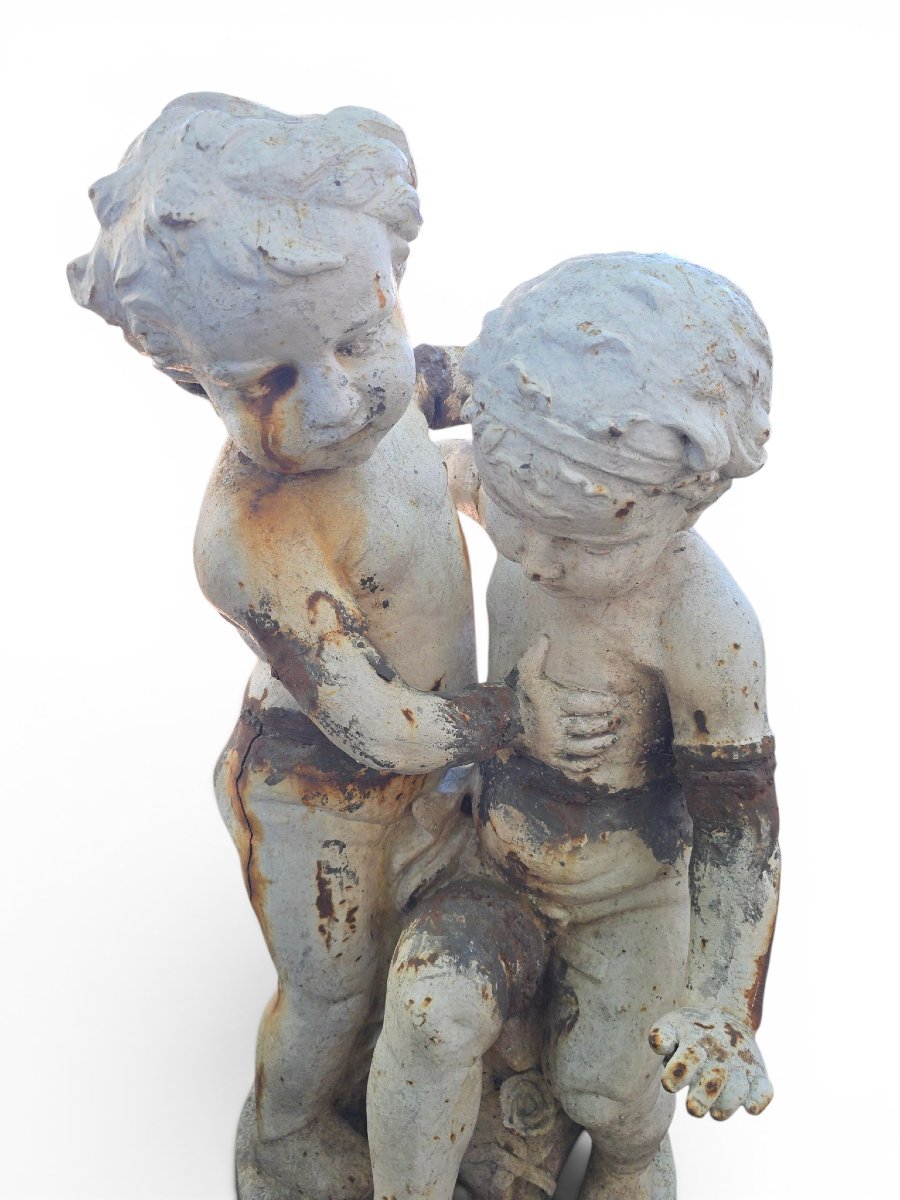 Cast-iron Sculpture Depicting Two Children, Italy, 1950s-photo-2