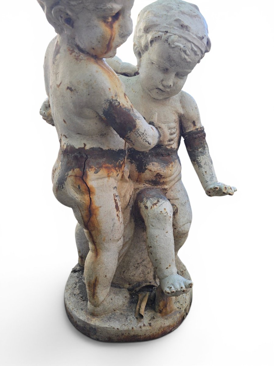Cast-iron Sculpture Depicting Two Children, Italy, 1950s-photo-4