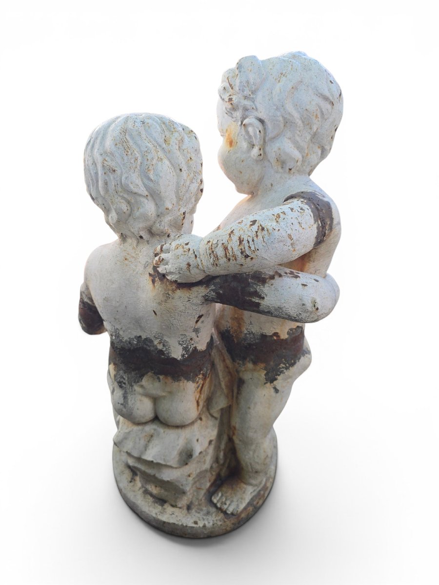 Cast-iron Sculpture Depicting Two Children, Italy, 1950s-photo-2