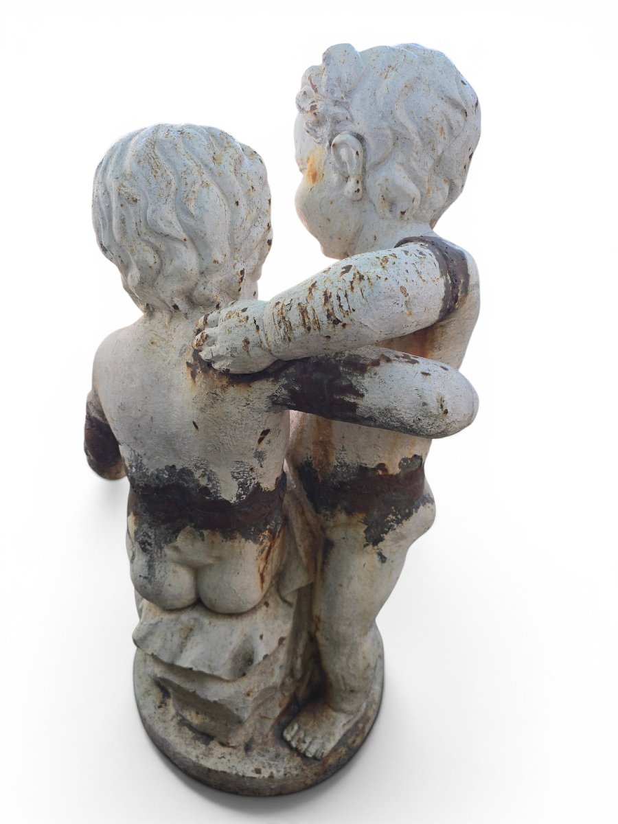 Cast-iron Sculpture Depicting Two Children, Italy, 1950s-photo-3