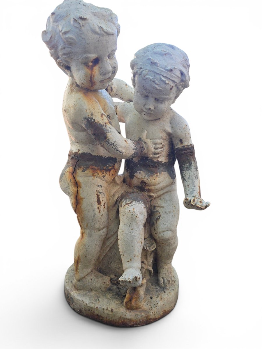 Cast-iron Sculpture Depicting Two Children, Italy, 1950s-photo-5
