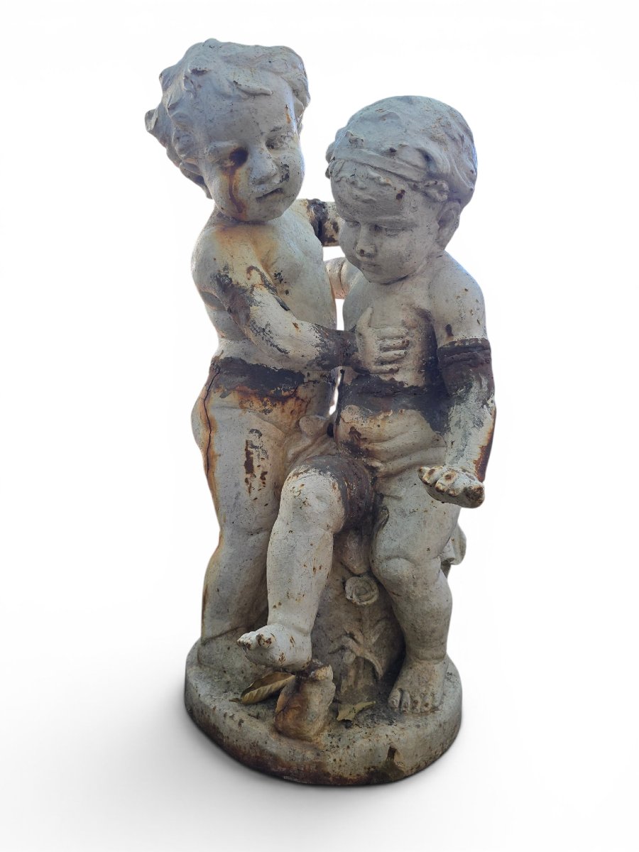 Cast-iron Sculpture Depicting Two Children, Italy, 1950s