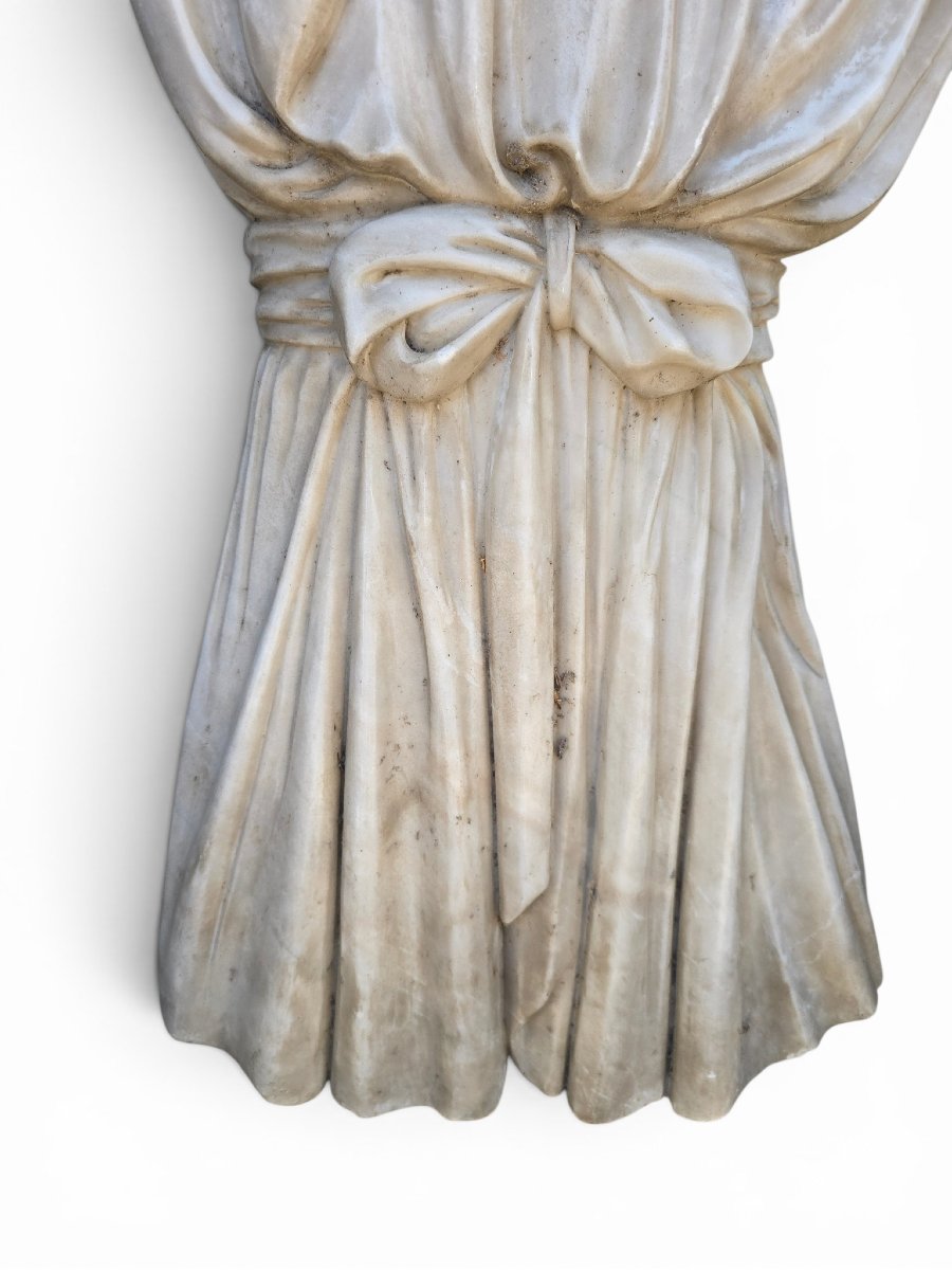 Coiffe féminine grecque classique sculptée dans du marbre italien, années 1950-photo-4
