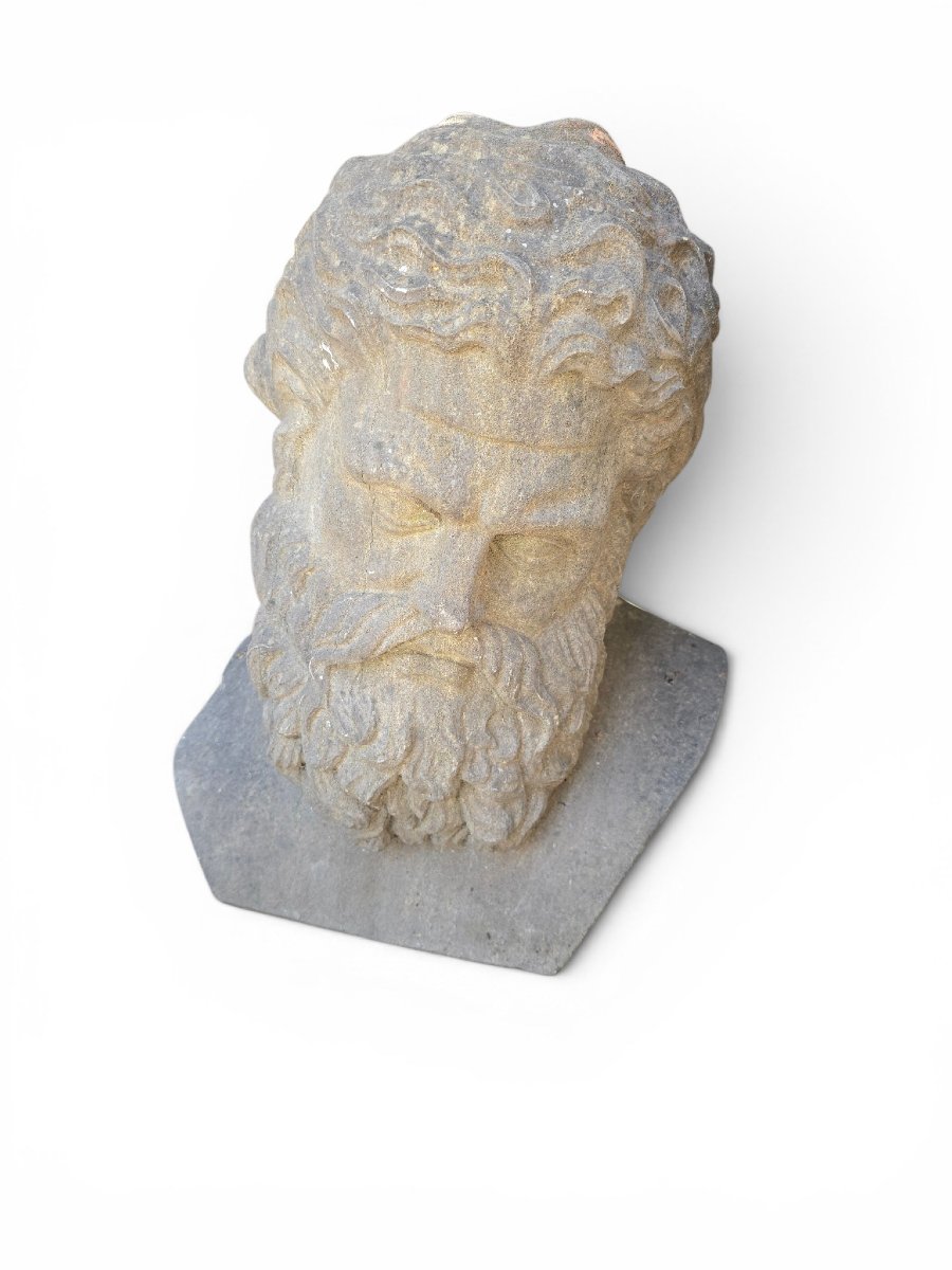 Tête de philosophe grec sculptée à la main, début du XXe siècle, École italienne-photo-2