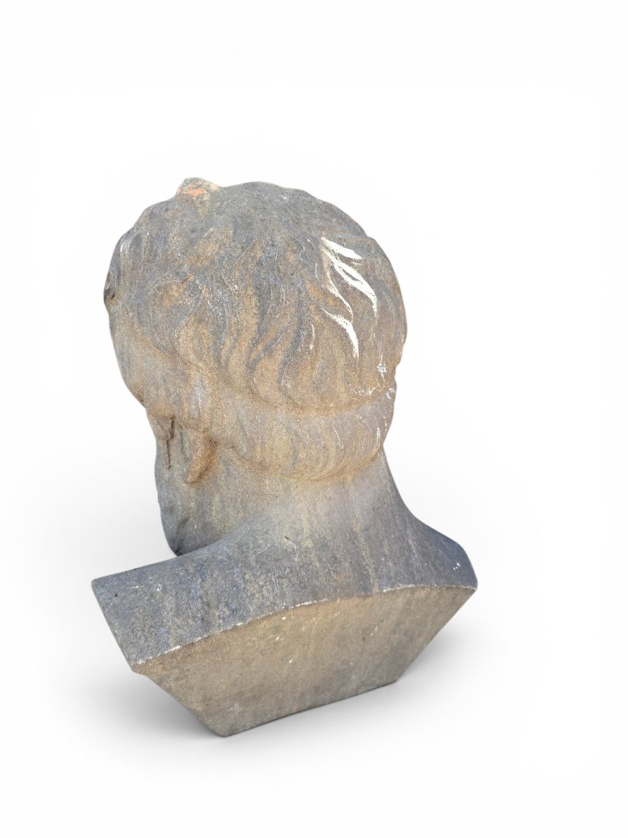 Tête de philosophe grec sculptée à la main, début du XXe siècle, École italienne-photo-4