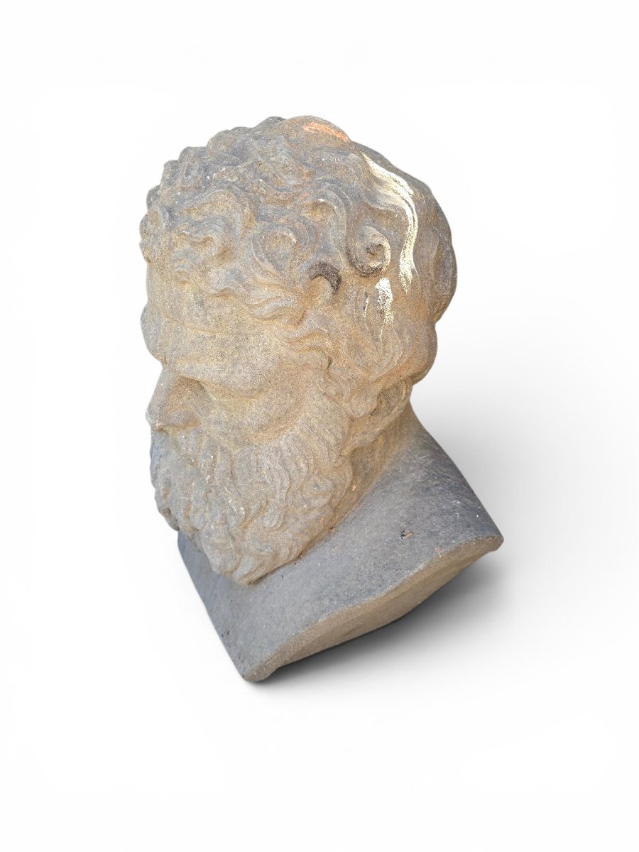 Tête de philosophe grec sculptée à la main, début du XXe siècle, École italienne-photo-1