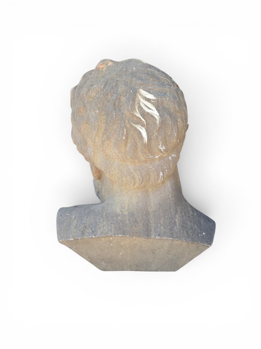 Tête de philosophe grec sculptée à la main, début du XXe siècle, École italienne-photo-2