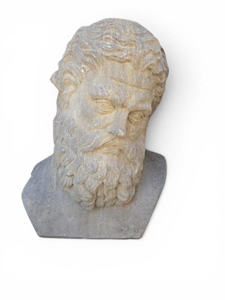Tête de philosophe grec sculptée à la main, début du XXe siècle, École italienne
