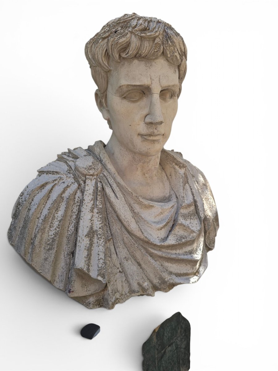Plaster Bust Of A Roman Emperor (19th Century)-photo-2