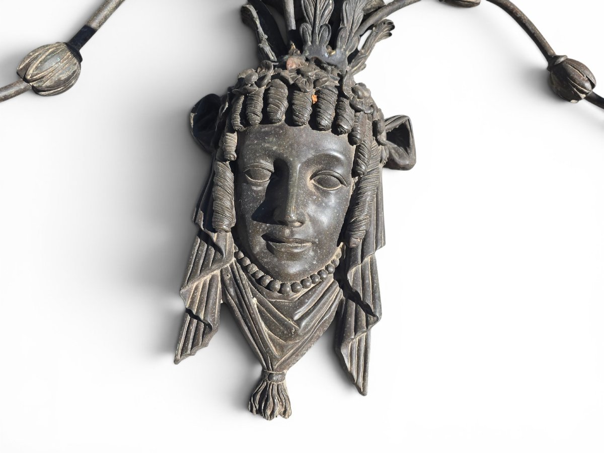 Pair Of Wall Sconces With Mascarons, Italy, 1950s-photo-3