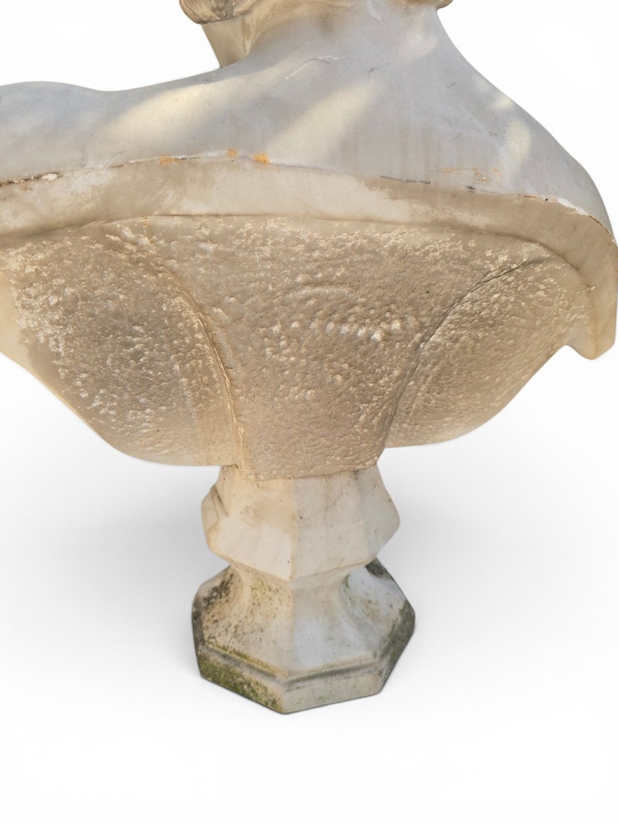 Marble Bust Of Antinous, Roman School, 19th Century-photo-3