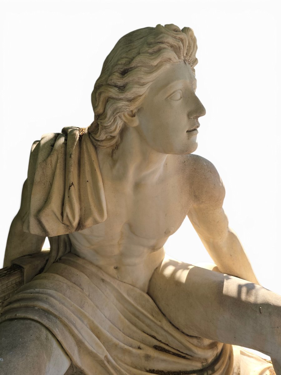 Sculpture unique en marbre à thème marin, Italie, années 1950-photo-3