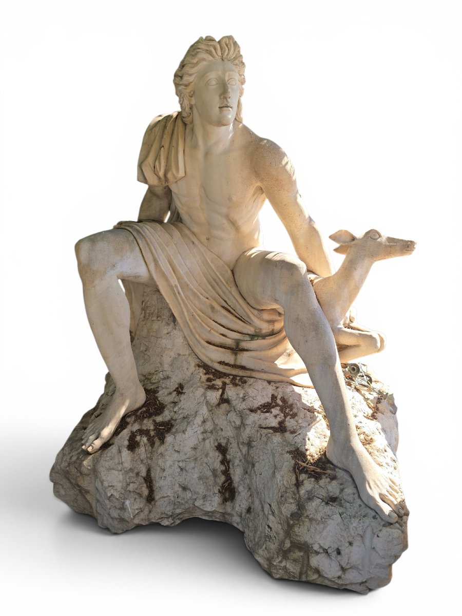 Sculpture unique en marbre à thème marin, Italie, années 1950
