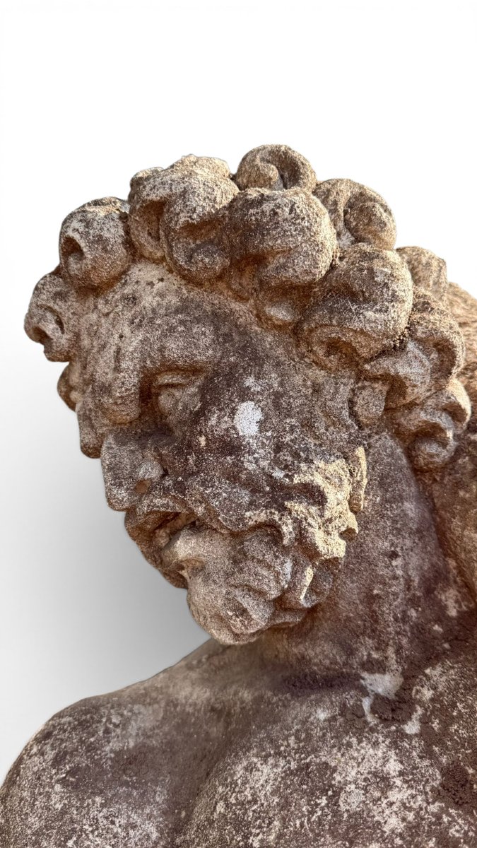 Sculpture d'Hercule avec des animaux en pierre de Vicence, XIXe siècle-photo-2