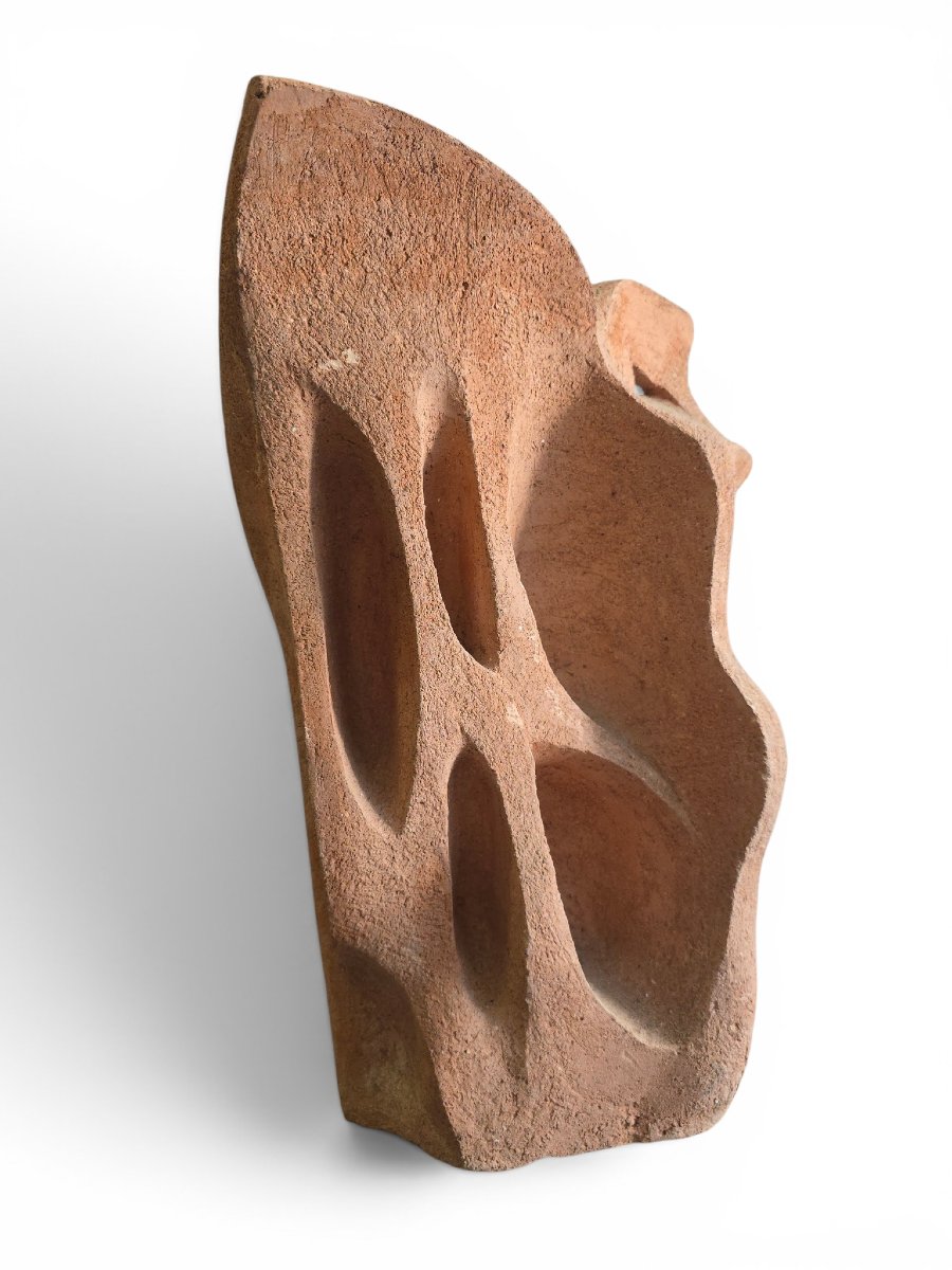 Sculpture de tête cubiste unique en terre cuite, années 1970-photo-8