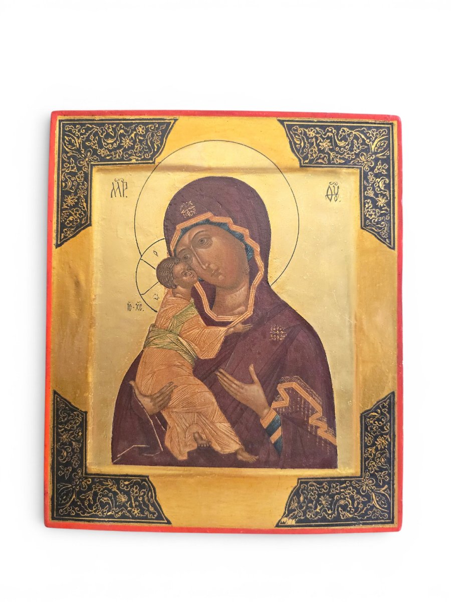 Russian Icon Of The Virgin And Child (19th Century)-photo-3