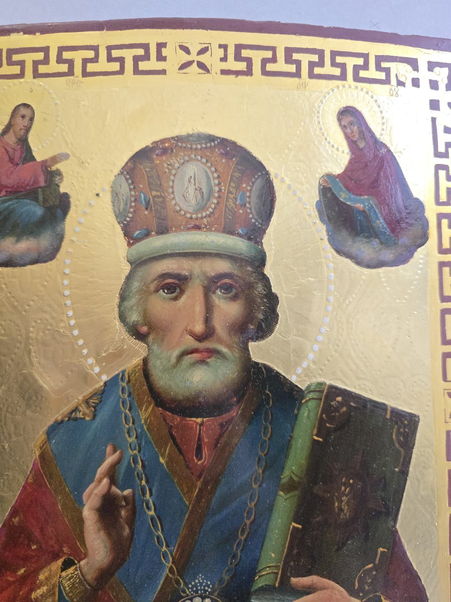 Russian Icon Of Saint Nicholas, 19th Century-photo-4
