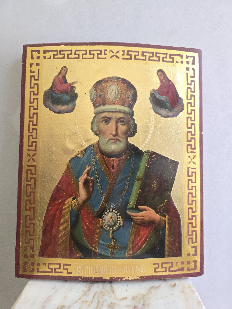 Russian Icon Of Saint Nicholas, 19th Century-photo-2