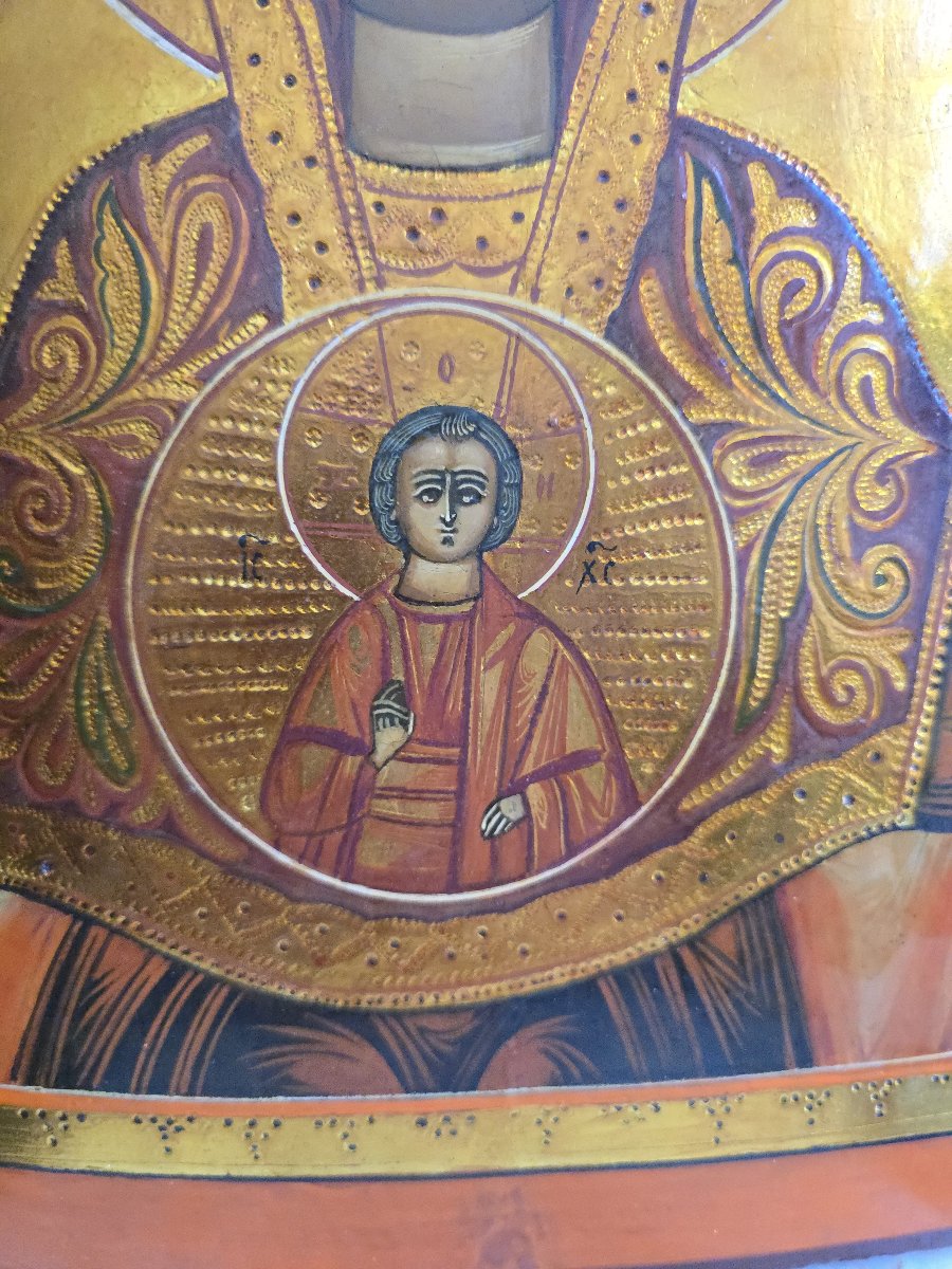 Icône russe du XIXe siècle de Notre-Dame du Signe (Znameniye)-photo-2