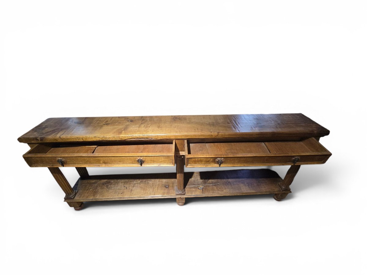 19th-century French Store Counter Made Of Solid Walnut-photo-3