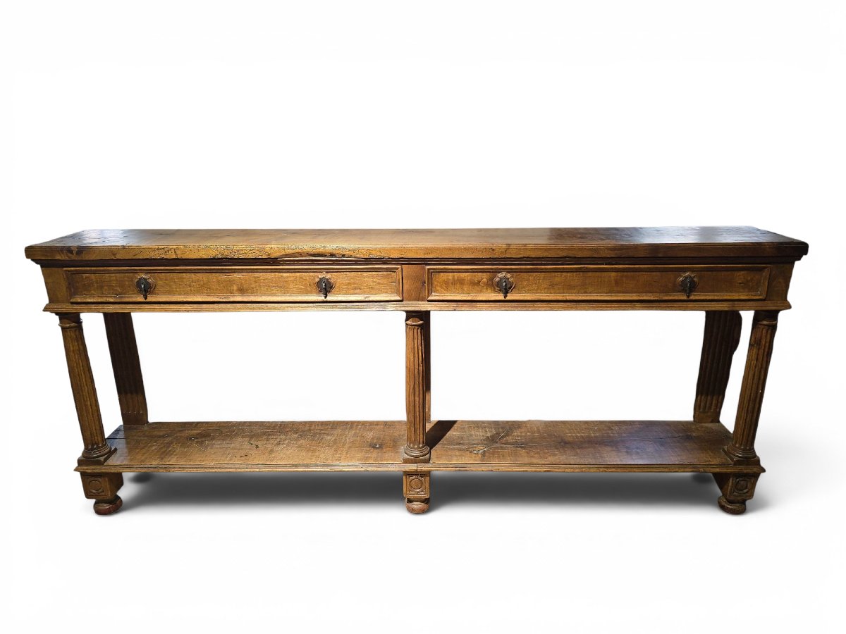 19th-century French Store Counter Made Of Solid Walnut-photo-4