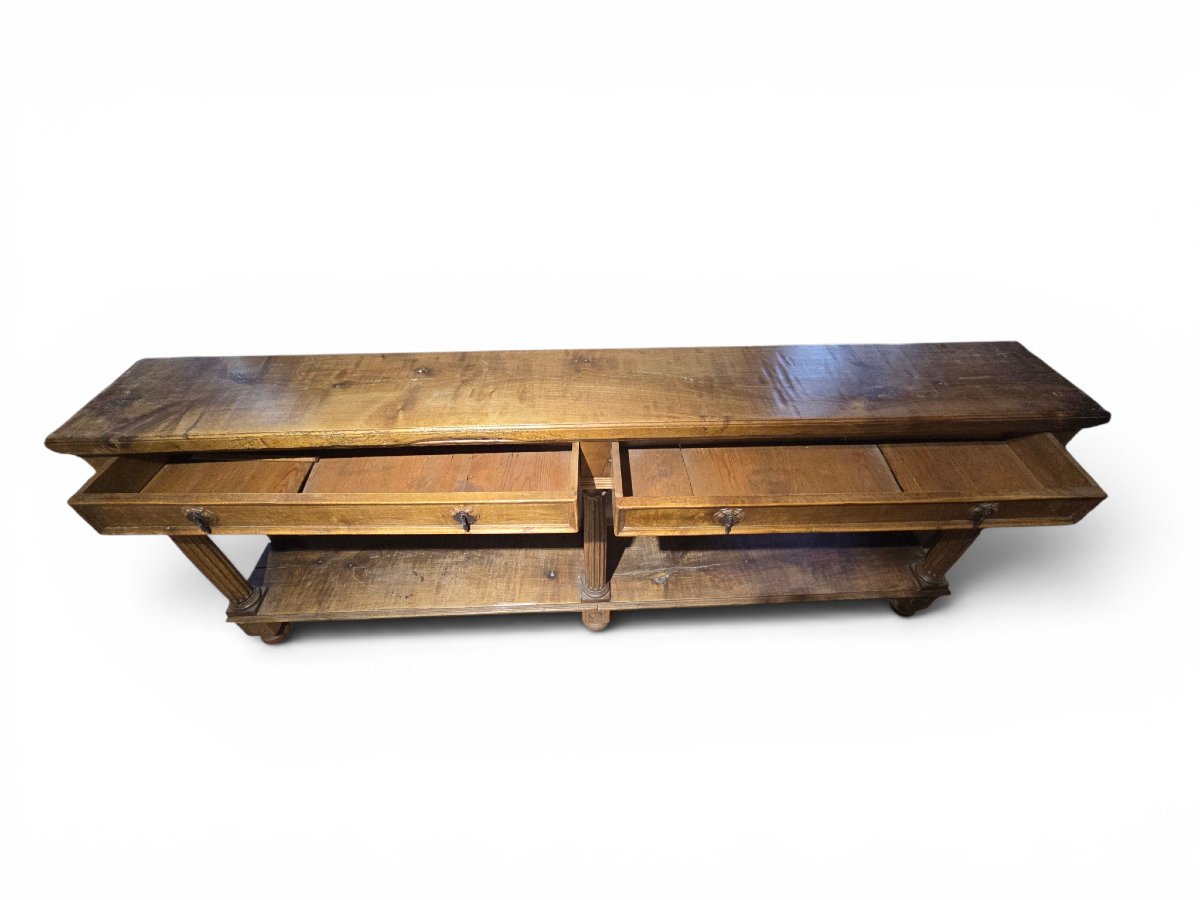 19th-century French Store Counter Made Of Solid Walnut-photo-1