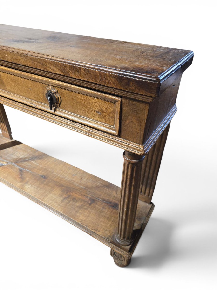 19th-century French Store Counter Made Of Solid Walnut-photo-2