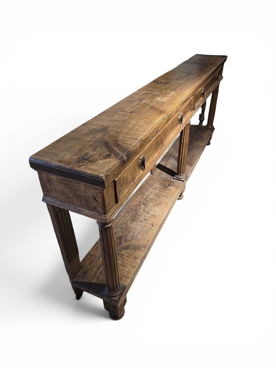 19th-century French Store Counter Made Of Solid Walnut-photo-4