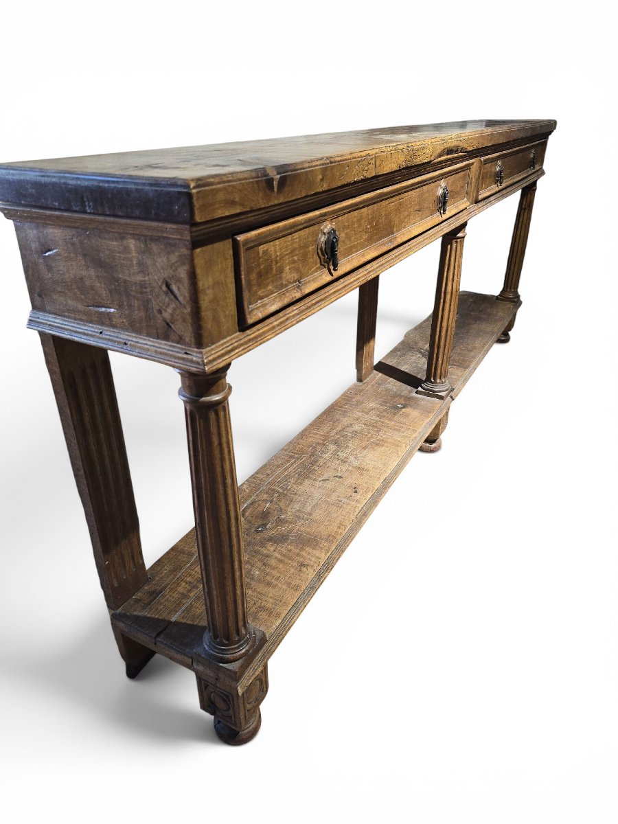 19th-century French Store Counter Made Of Solid Walnut-photo-5