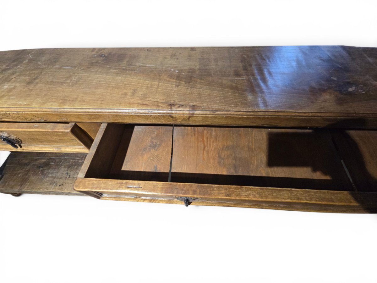 19th-century French Store Counter Made Of Solid Walnut-photo-7