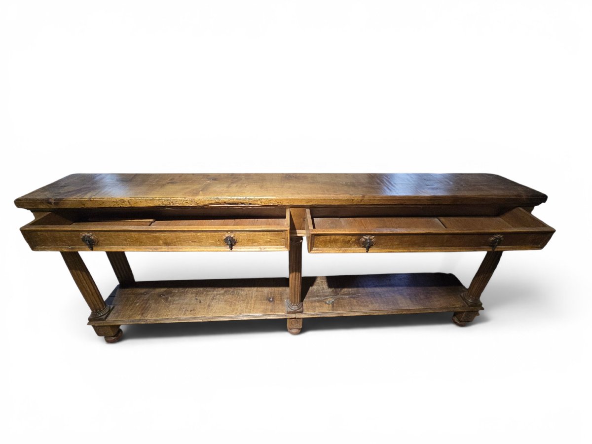 19th-century French Store Counter Made Of Solid Walnut-photo-8