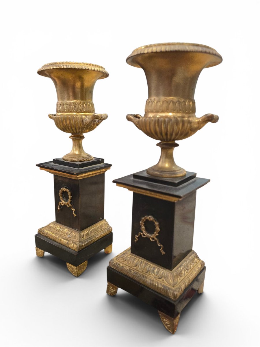 Pair Of 19th-century Gilded And Patinated Bronze Vases-photo-3