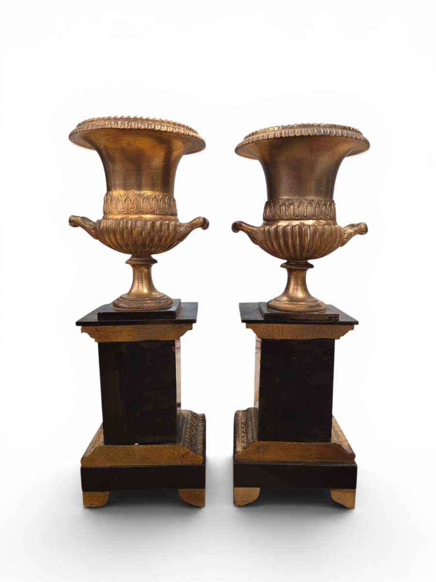 Pair Of 19th-century Gilded And Patinated Bronze Vases-photo-3