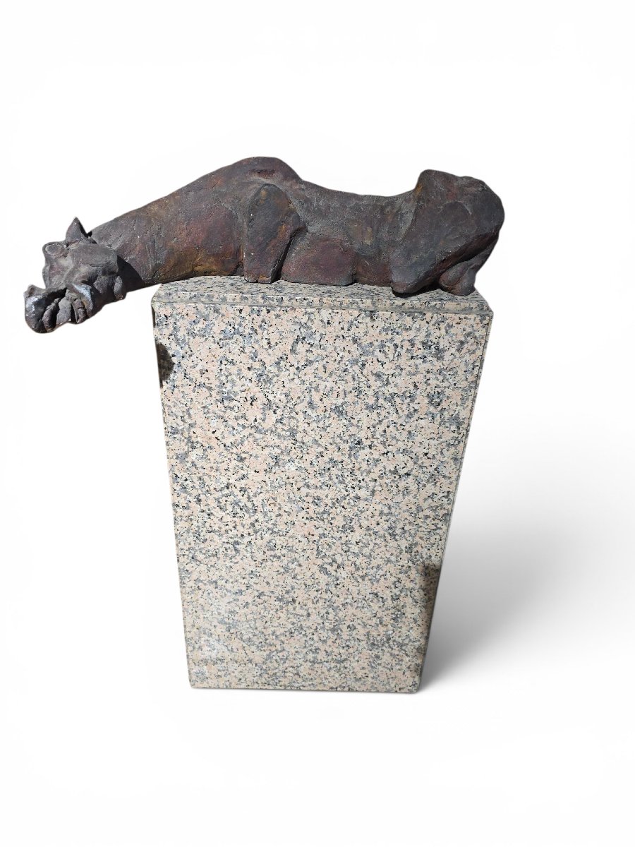 Sculpture de cheval grec par Alfredo Lanz sur socle en granit, Italie, années 1950-photo-4