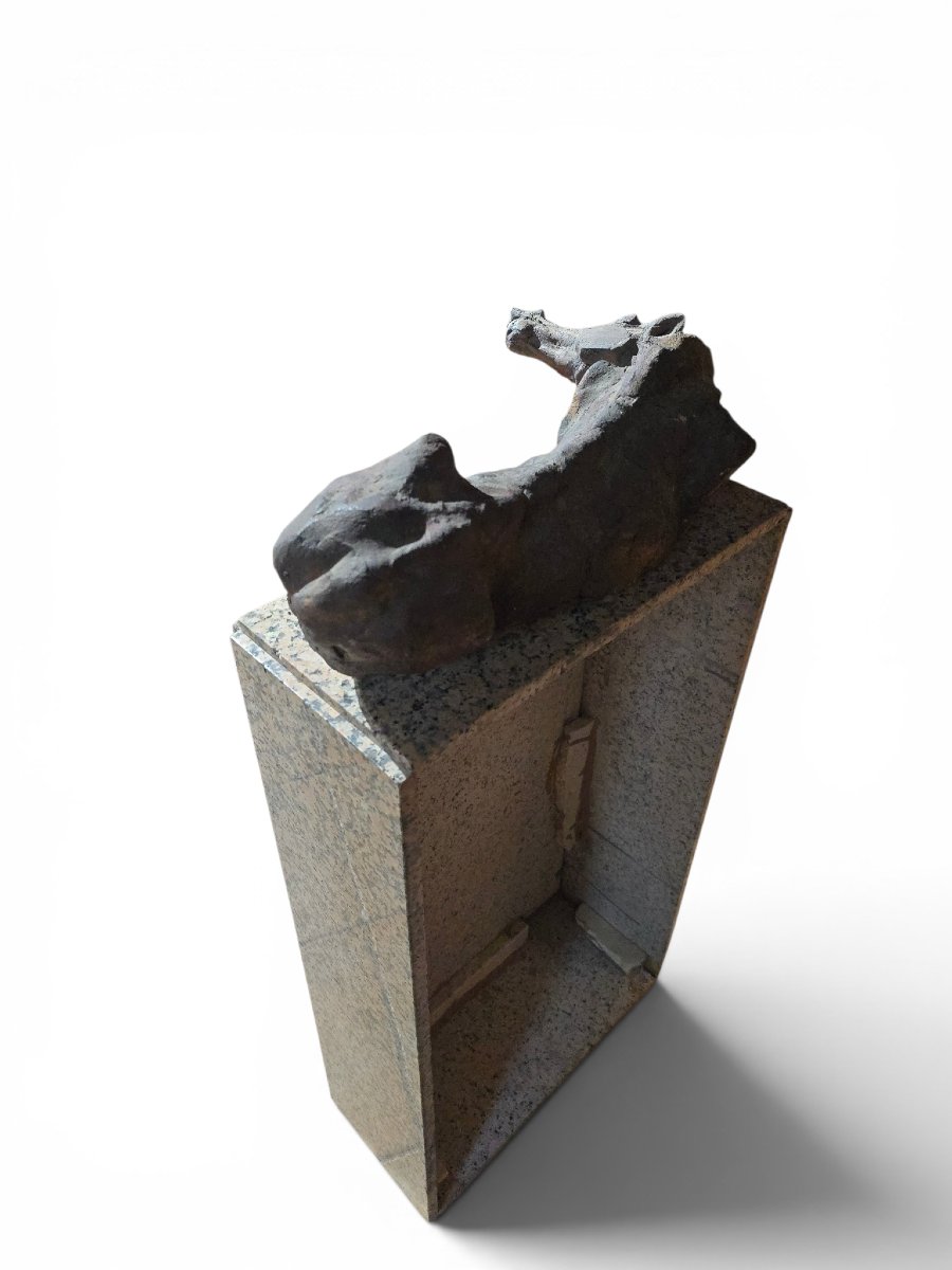 Sculpture de cheval grec par Alfredo Lanz sur socle en granit, Italie, années 1950-photo-6