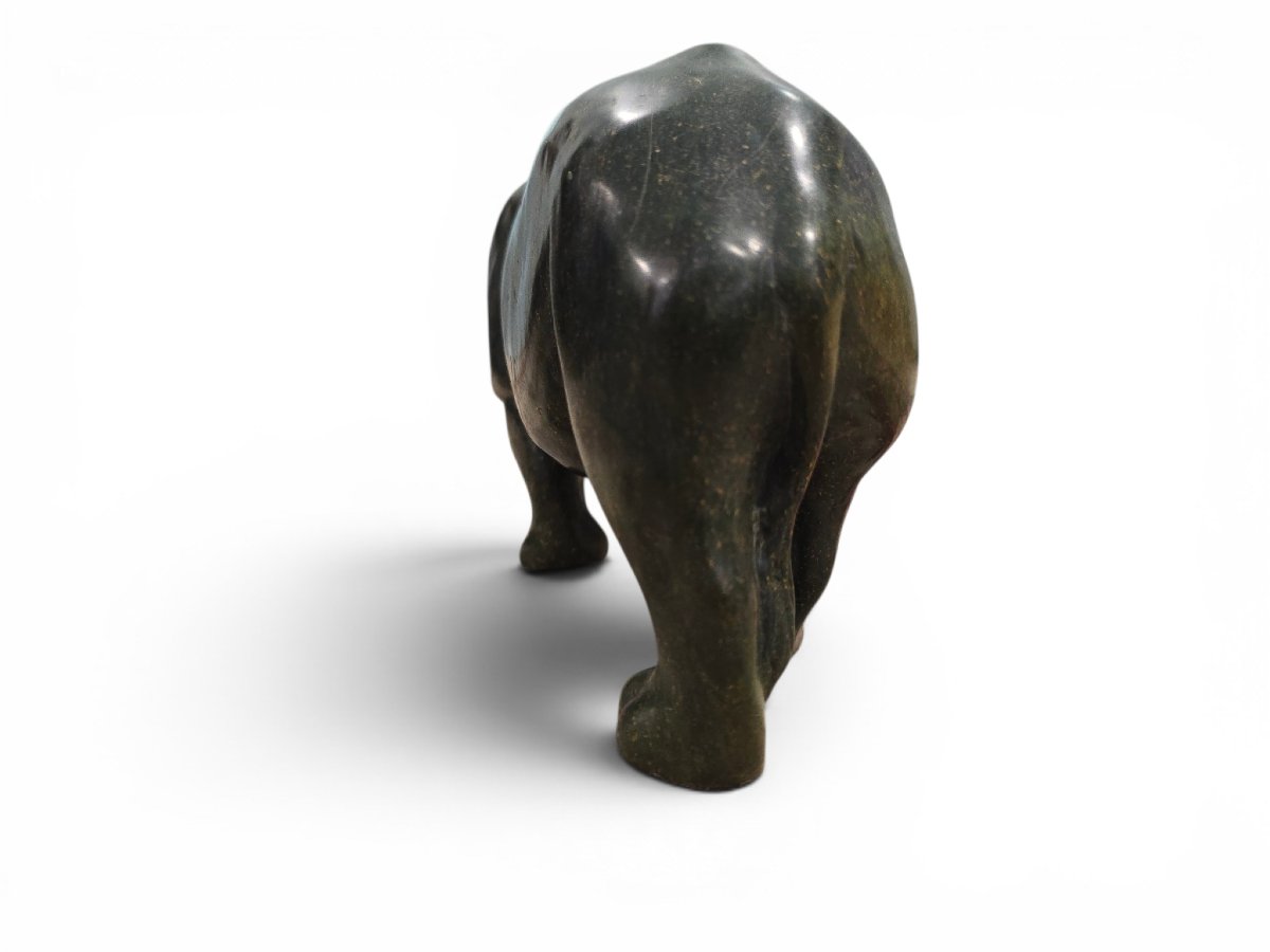Sculpture de rhinocéros en serpentine par Lamelik, Zimbabwe, années 1960-photo-5
