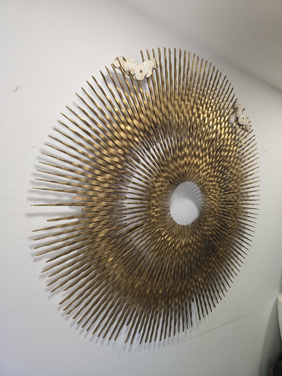 soleil rayonnant en bois sculpté et doré du XVIIIe siècle-photo-3
