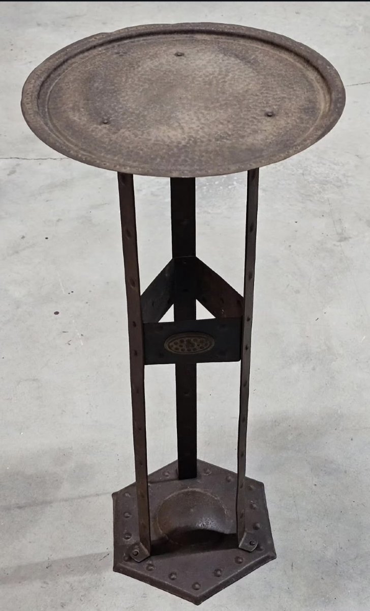 Table d'appoint Arts & Crafts en fer forgé par Hugo Berger pour Goberg, Allemagne, vers 1900