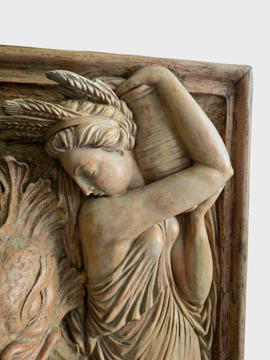 Monumental Art Deco Terracotta Garden Fountain, "allegory Of Summer," By Ezio Ceccarelli-photo-1