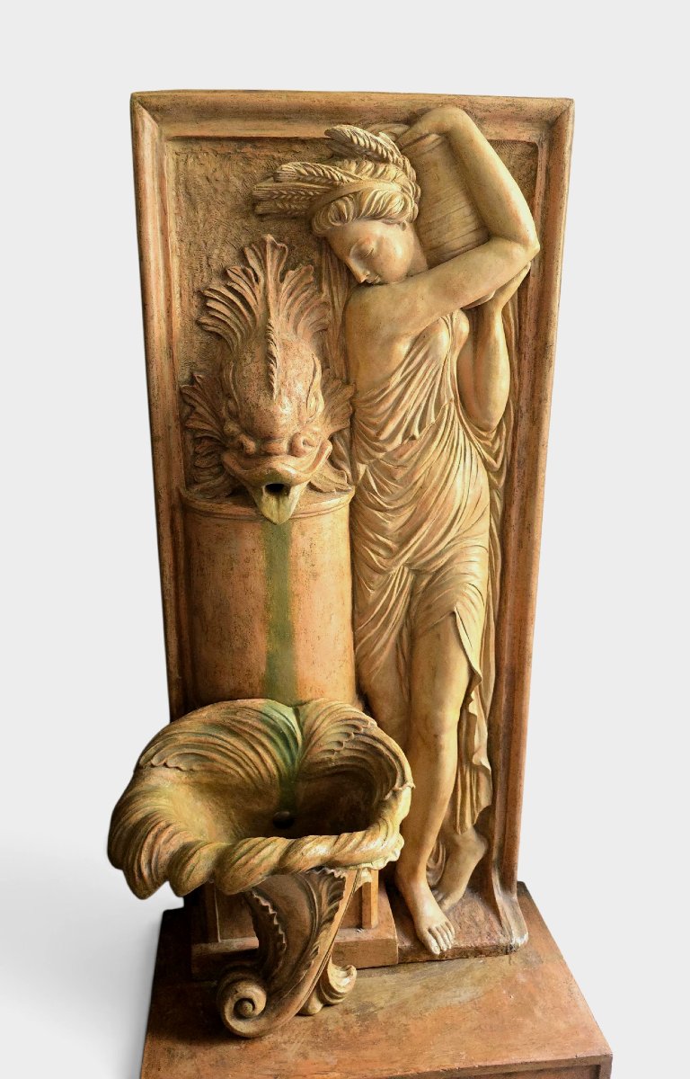 Monumental Art Deco Terracotta Garden Fountain, "allegory Of Summer," By Ezio Ceccarelli-photo-8