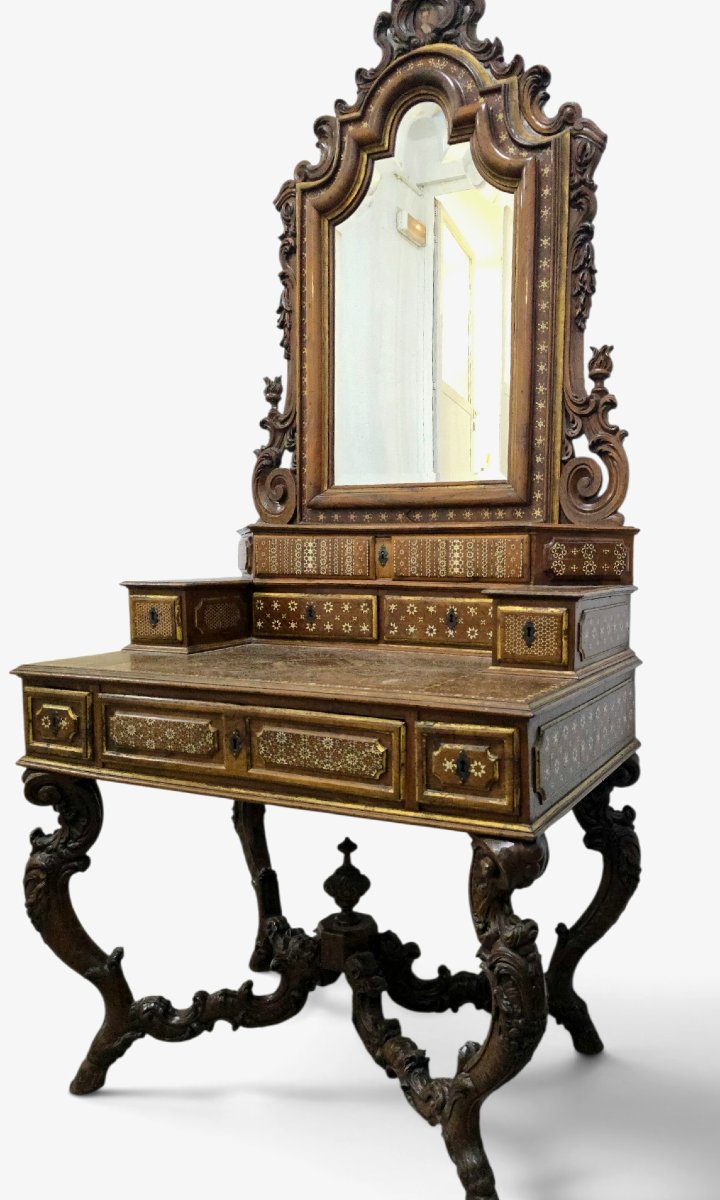 Cabinet de toilette portugais de qualité muséale avec miniature de portrait d'origine-photo-4