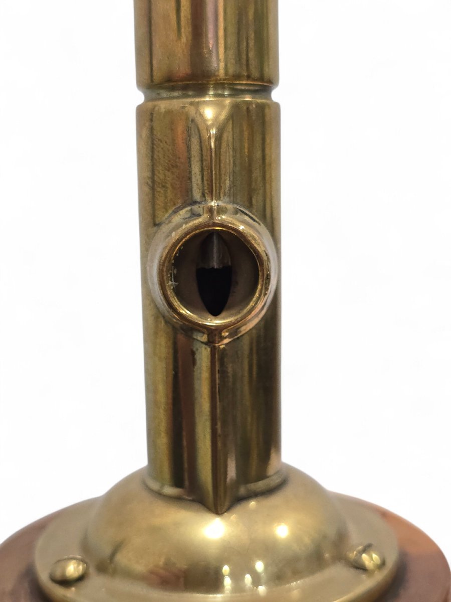 Antique Cigar Cutter Made Of Wood And Gilded Brass, Barrel-shaped, Circa 1900-photo-2