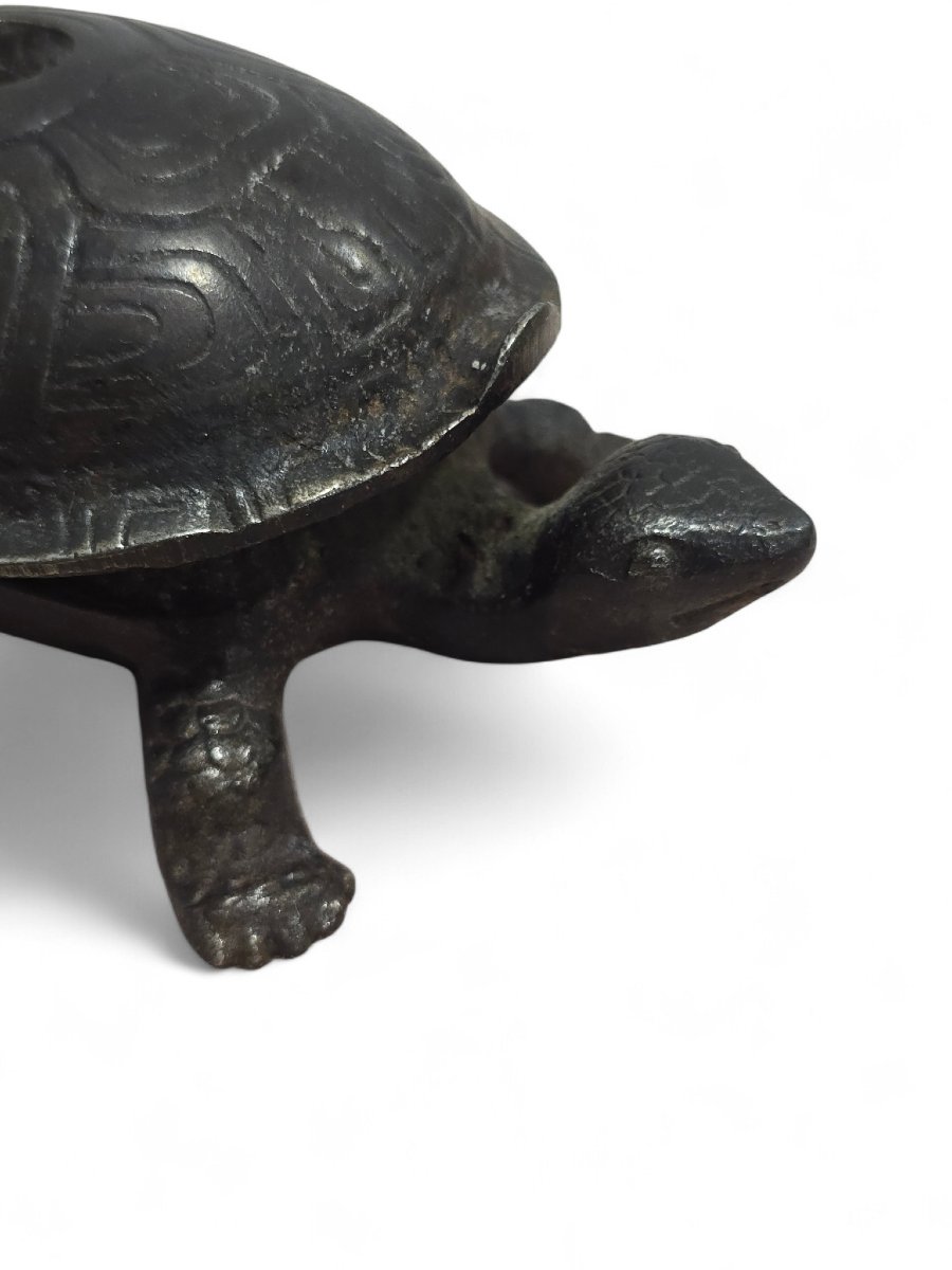 Rare coupe-cigares en fonte en forme de tortue, XIXe siècle-photo-3