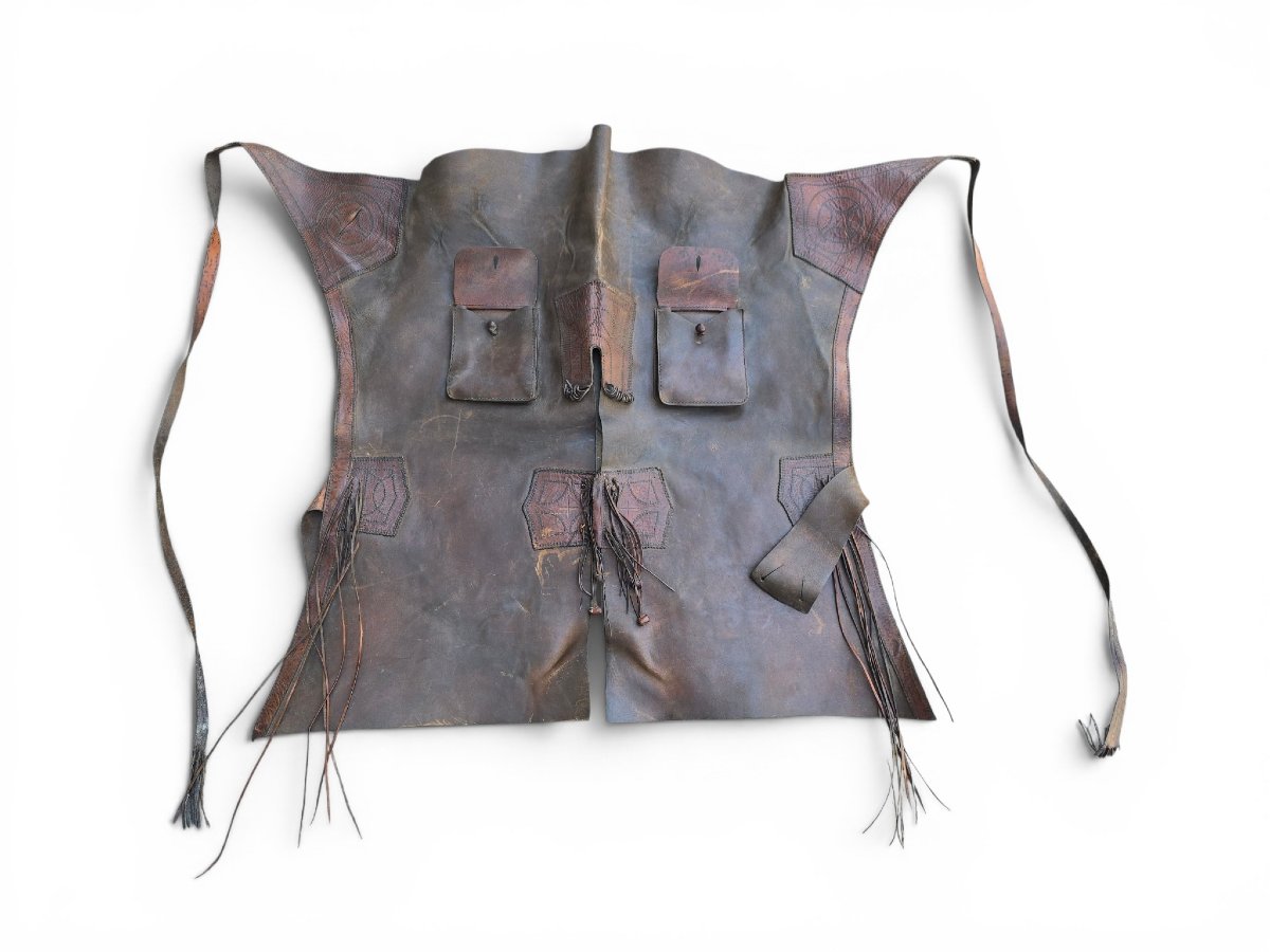 Jambières de chasse vintage en cuir travaillé à la main, années 1950-photo-4