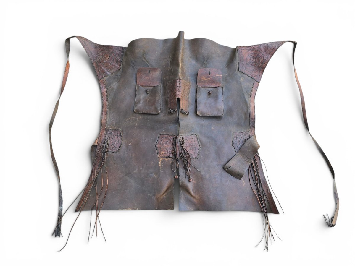 Jambières de chasse vintage en cuir travaillé à la main, années 1950