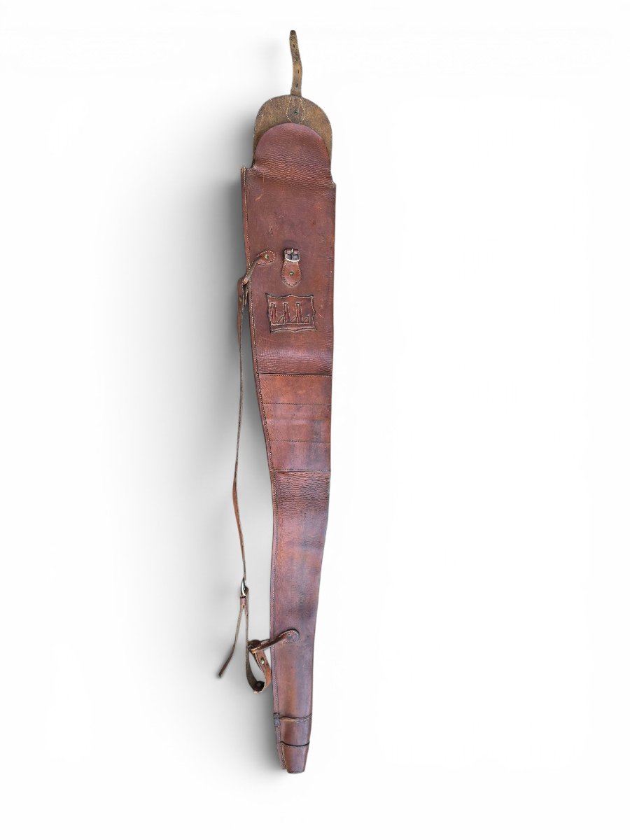 Étui à fusil en cuir ancien, début du XXe siècle, vers 1900-photo-1