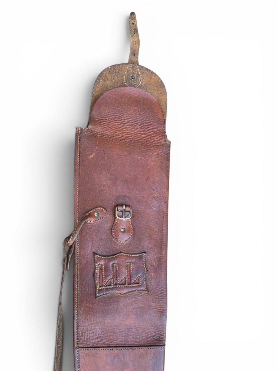 Étui à fusil en cuir ancien, début du XXe siècle, vers 1900-photo-2
