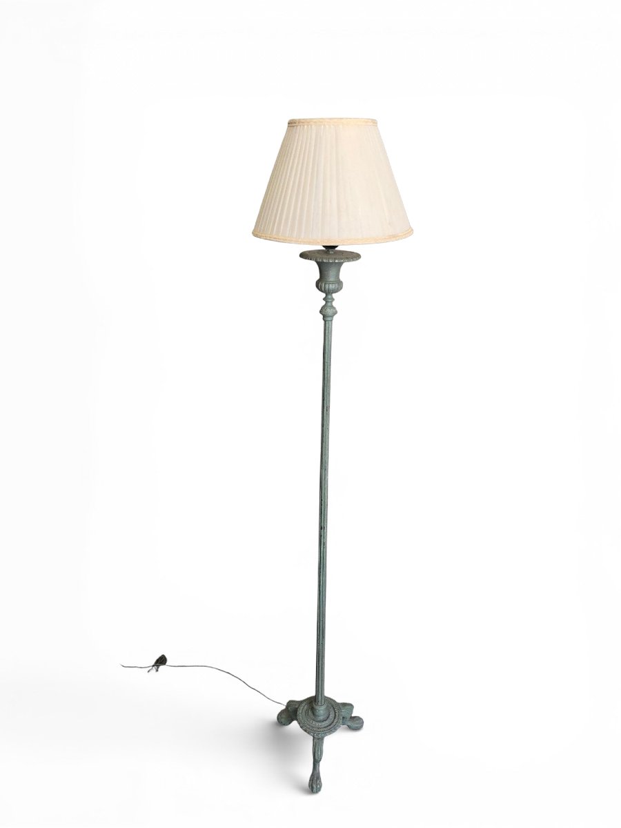 Neo-romanic Floor Lamp Made Of Solid Bronze With An Archaeological Green Patina, 1950s-photo-3