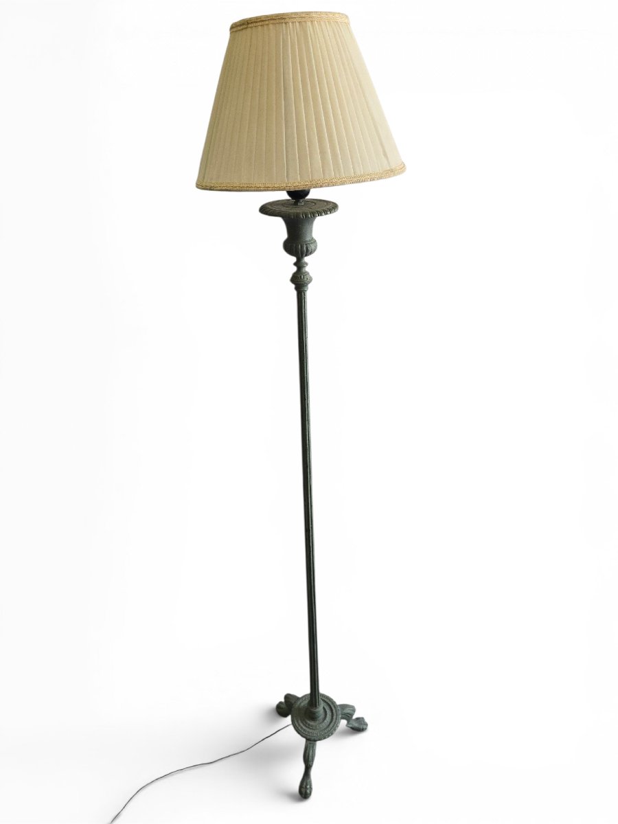Neo-romanic Floor Lamp Made Of Solid Bronze With An Archaeological Green Patina, 1950s-photo-2